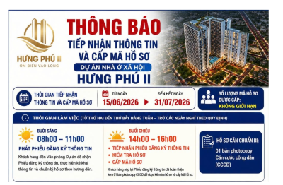 Thông báo về khai trương Văn phòng Tư vấn và Tiếp nhận hồ sơ Dự án NOXH Hưng Phú II